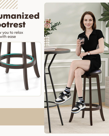 Giantex Bar Stools Set， 29"/ 24"  Bar Height Bar Stools w/ 360° Swivel Round Seat & Footrest