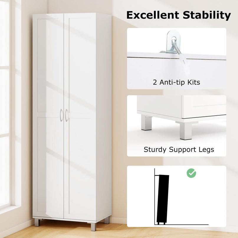 Giantex Kitchen Pantry Cabinet, 2 Door Cupboard with 5 Shelves, Storage Organizer for Kitchenware