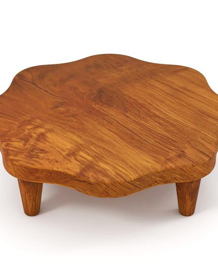 Giantex Teak Wood Riser Board, 16 Inches Flower-shaped Countertop Organizer