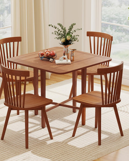 Giantex Table à Manger Extensible 91 cm avec Abattants, Piètement en X et Pieds en Bois d'Hévéa