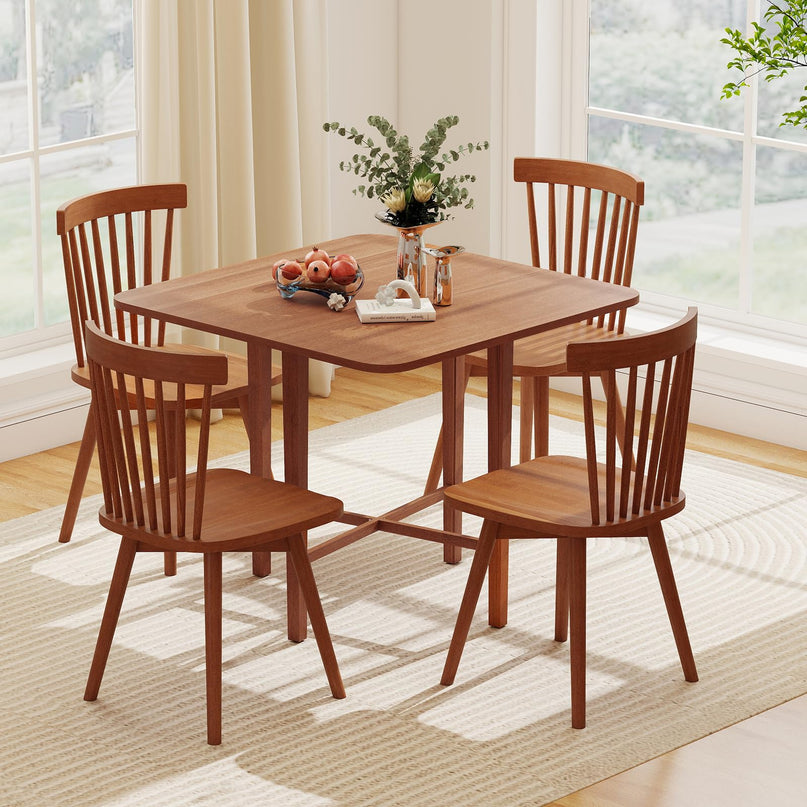 Giantex 36" Extendable Dining Table with Drop Leaf X-Shaped Frame Rubber Wood Legs