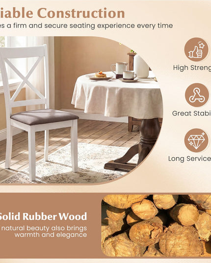 Giantex Rubber Wood Dining Room Chairs with Comfortable Backrest & Padded Seat