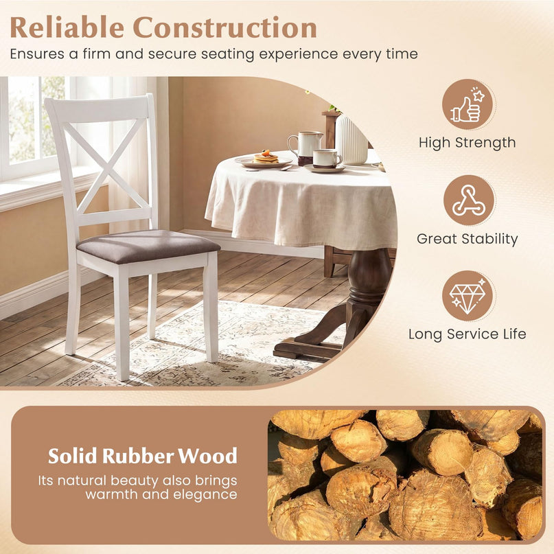 Giantex Rubber Wood Dining Room Chairs with Comfortable Backrest & Padded Seat