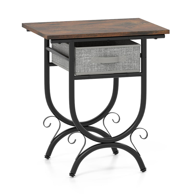 Giantex 21 Inch Tall End Table with Carved Metal Frame
