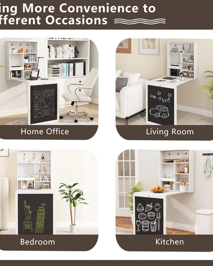 Giantex Foldable Wall-Mounted Desk with Chalkboard