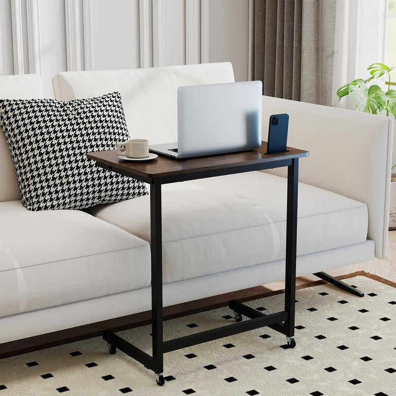 Table d'appoint en C Giantex avec roulettes et fente intégrée pour téléphone pour salon (1/2)