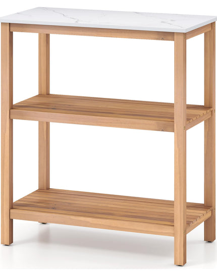 Giantex 3 Tier Outdoor Potting Bench with Faux Marble Tabletop