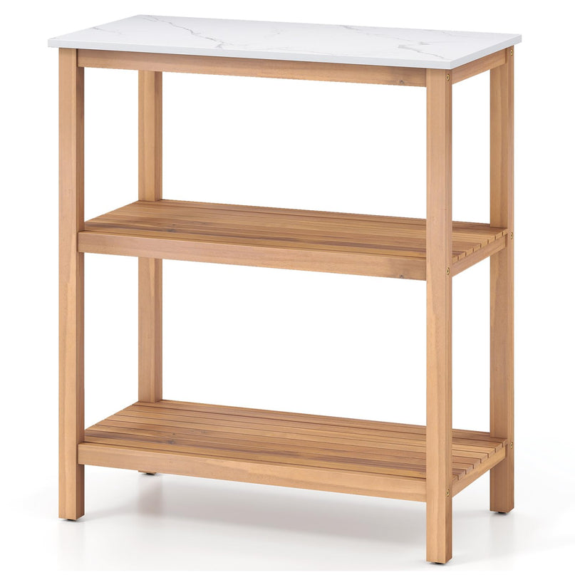 Giantex 3 Tier Outdoor Potting Bench with Faux Marble Tabletop
