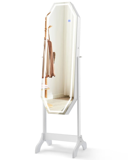 CHARMAID Jewelry Armoire with Full Length LED Mirror