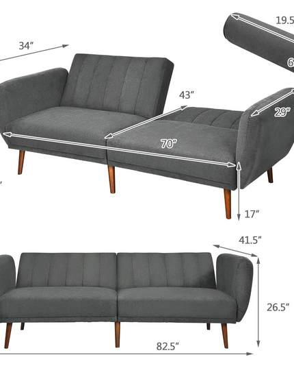 Giantex Foldable Futon Sofa Bed, Convertible Sofa Couch Upholstered Futon Sleeper Sofa with Pillow