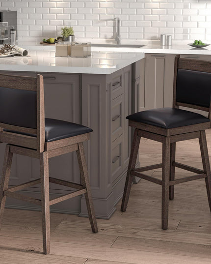 Giantex 29" Bar Stools Set, Upholstered Swivel Bar Chairs with Ergonomic Back