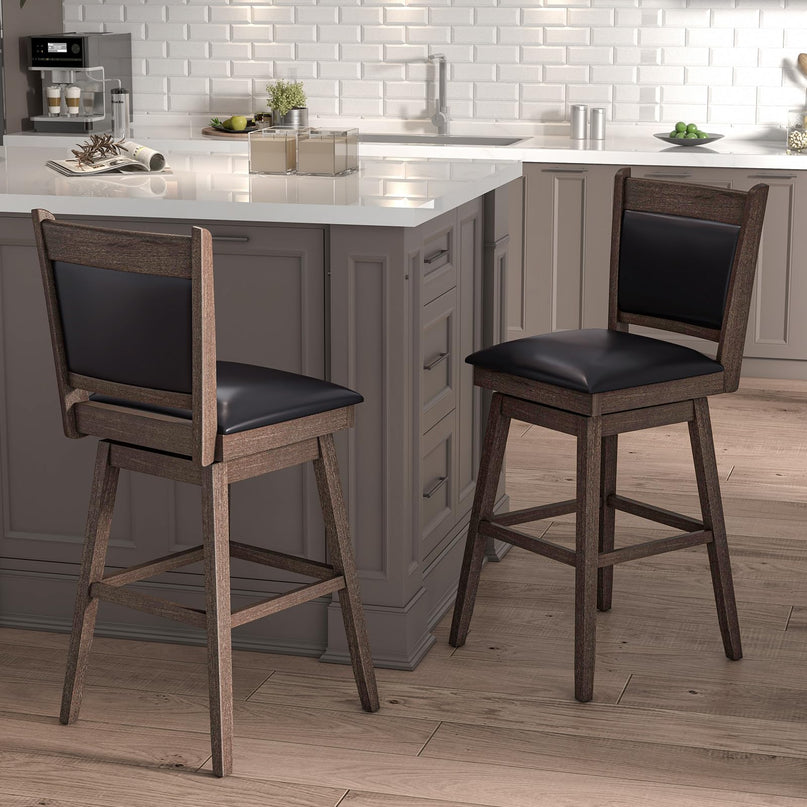 Giantex 29" Bar Stools Set, Upholstered Swivel Bar Chairs with Ergonomic Back