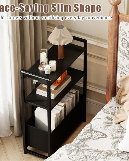 GIANTEX 8" Narrow End Table with Fabric Drawer & Storage Shelves (1/2)