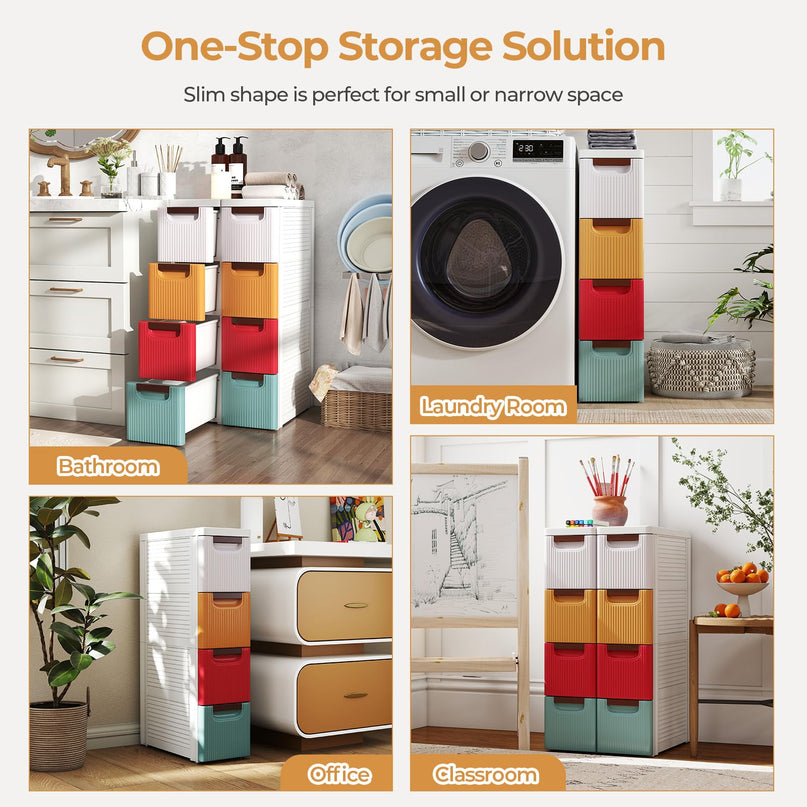 Giantex 4 Drawers Storage Cart Narrow Plastic Dresser