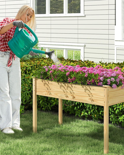 Jardinière surélevée en bois Giantex avec doublure (119 x 58 x 76 cm)