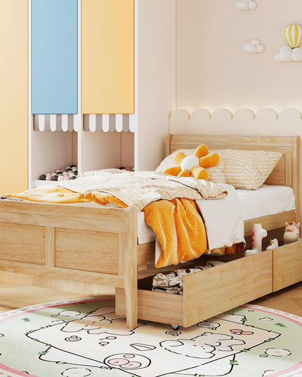 Giantex Twin Bed with 2 Storage Drawers for Kids Teens Adults