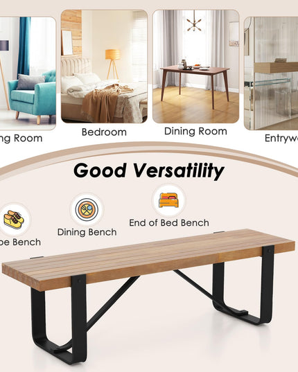 Giantex Dining Bench, 60 Inch Entryway Shoe Rack Bench, Long Kitchen Bench with Metal Frame