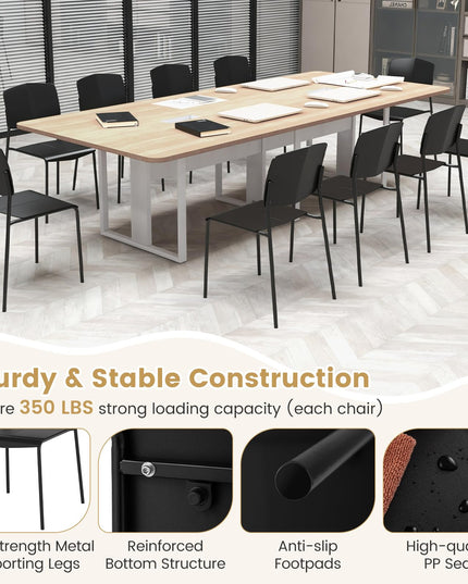 Giantex Stackable Dining Chairs Set, Modern Kitchen Chairs w/Metal Legs & Curved Back, Load up to 350 LBS