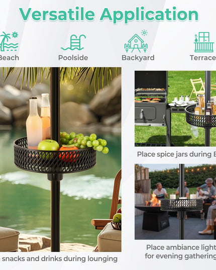 Giantex Portable Outdoor Side Table with Umbrella Hole