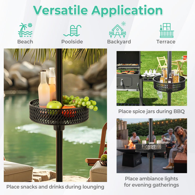 Giantex Portable Outdoor Side Table with Umbrella Hole