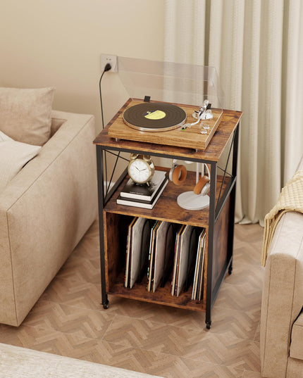 Giantex Record Player Stand with Charging Station for Living Room
