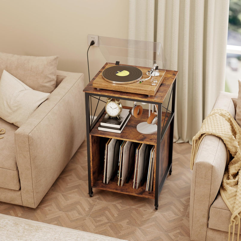 Giantex Record Player Stand with Charging Station for Living Room