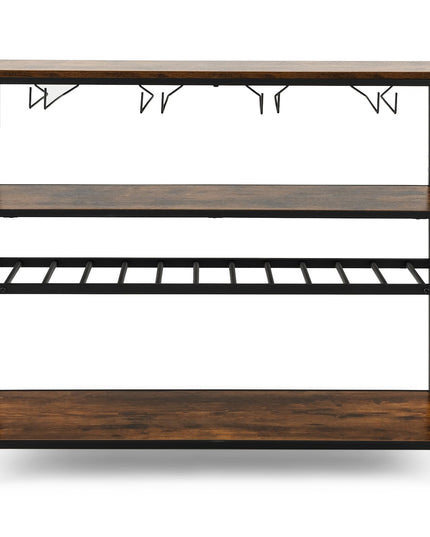 Giantex Wine Rack Table, Freestanding 13-Bottle Wooden Wine Bar Cabinet with Wine Rack