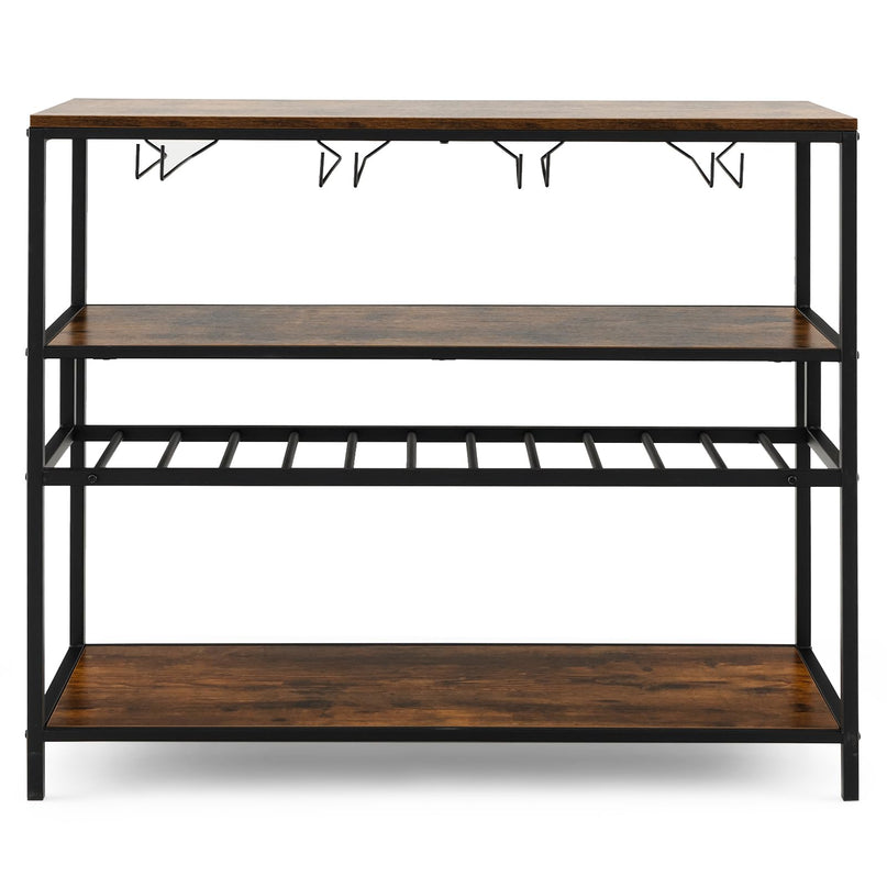 Giantex Wine Rack Table, Freestanding 13-Bottle Wooden Wine Bar Cabinet with Wine Rack