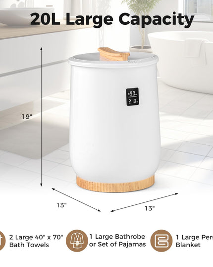Giantex Towel Warmer Bucket, 20L Large Hot Towel Heater with Wood Handle