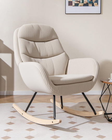 Giantex Rocking Chair Nursery Upholstered Glider Rocker with Padded Backrest & Seat