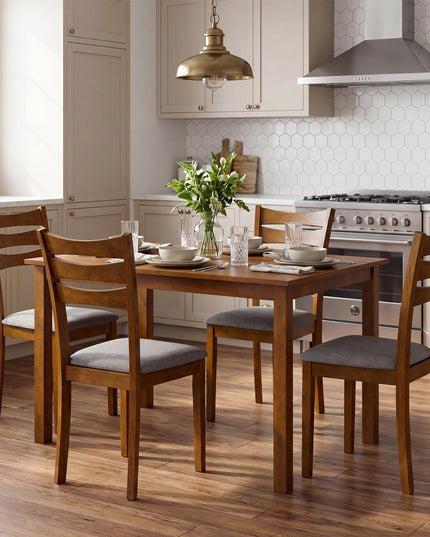 Giantex Rectangular Kitchen Table Set w/ 4 Upholstered Chairs for 4