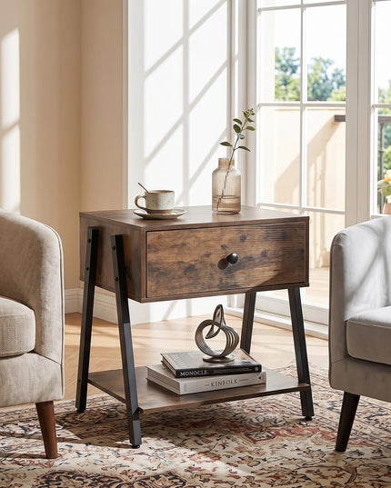 Giantex Industrial Night Stand with Drawer and Open Shelf