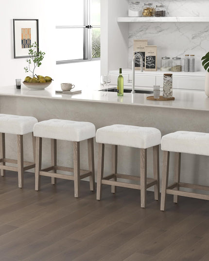 Giantex Sherpa Bar Stools, 24" Counter Height Kitchen Bar Stools with Cushioned Seat