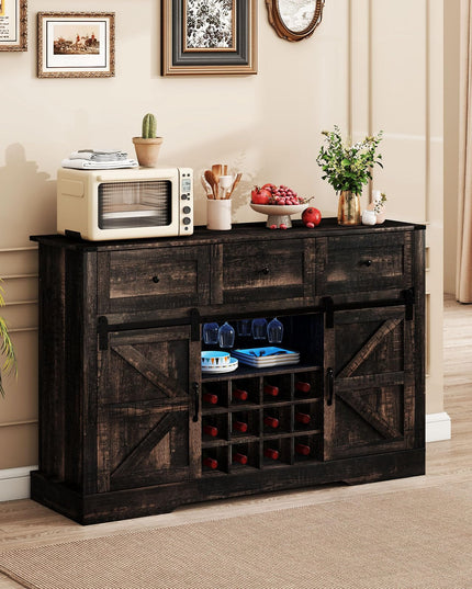 Giantex Wine Bar Cabinet with LED Lights 52" Buffet Sideboard