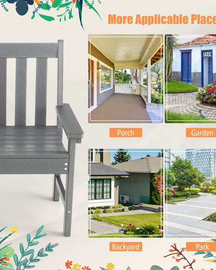 Giantex 52-Inch Outdoor Garden Bench - Outside Bench All-Weather HDPE Park Bench