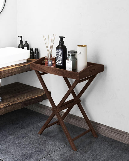 Giantex 28-Inches High Solid Teak Wood TV Tray Side Table