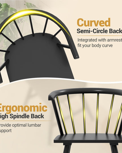 Giantex Windsor Dining Chairs Set of 2/4 w/Solid Rubber Wood Frame