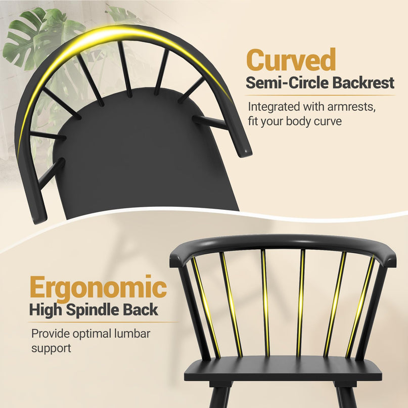 Giantex Windsor Dining Chairs Set of 2/4 w/Solid Rubber Wood Frame