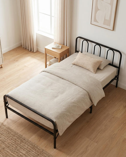 Giantex Foldable Twin Bed Frame with Headboard and Footboard