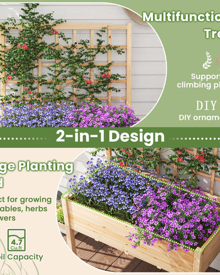 Giantex Raised Garden Bed with Trellis Outdoor Horticulture Planter