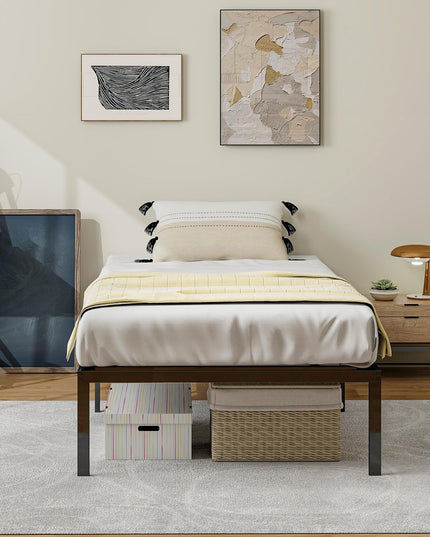 Giantex Twin Bed Frame, 14 Inch Metal Platform Bed with Under Bed Storage Space, Heavy-Duty Steel Slat Mattress Foundation