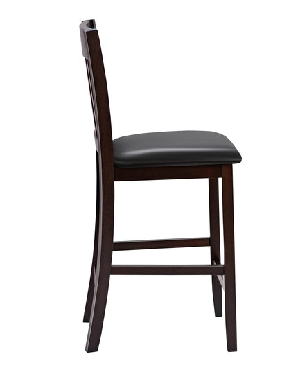 Giantex 25” Counter Height Pub Chairs with Rubber Wood Legs, Armless Bar Chairs with Elastic Cushion & PU Cover for Kitchen