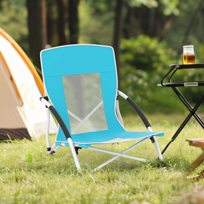 Giantex Low Folding Beach Chair with Detachable & Adjustable Umbrella