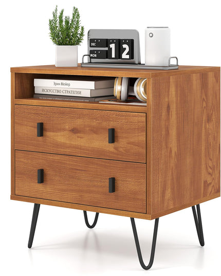 Table de chevet Giantex avec 2 tiroirs pour chambre à coucher et bureau