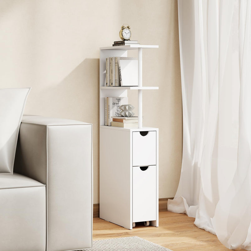 Giantex Meuble de rangement mince | Organisateur de salle de bain autoportant étroit avec étagères ouvertes
