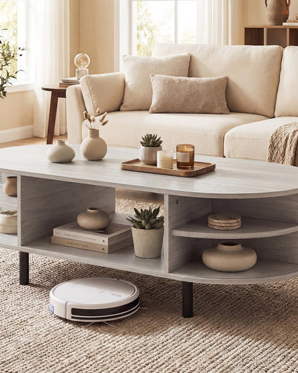 Giantex 47.5" Mid Century Modern Center Table with Sliding Tambour Doors