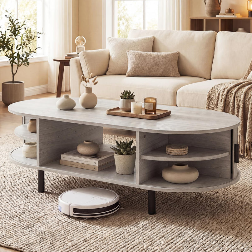 Giantex 47.5" Mid Century Modern Center Table with Sliding Tambour Doors