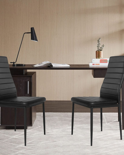 Giantex Set of 4 Dining Chairs, Upholstered Dining Side Chairs with Stain-Proof PVC Leather