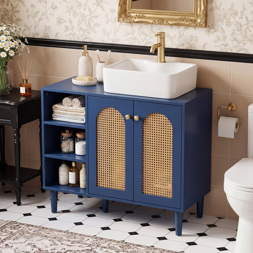 Giantex 36" Bathroom Under Sink Storage Cabinet for Vessel Sinks & Single-Handle Faucets