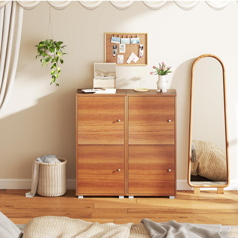 Giantex 2-Cube Stackable Storage Cabinet with 2 Single Doors